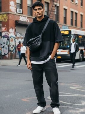 STYLISM Denmark Black Quilted Soft Sheep Leather Messenger Bag